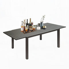 Extendable Aluminum Dining Table, 59.45 to 88.98 Inches, Brown