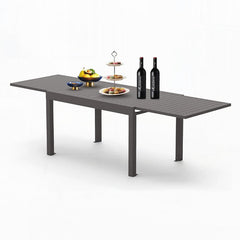 Extendable Aluminum Dining Table, 59.45 to 88.98 Inches, Brown