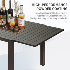 Extendable Aluminum Dining Table, 59.45 to 88.98 Inches, Brown