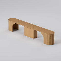 Extendable Dining Bench in Rubberwood and MDF with Oak Wood Legs