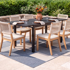 Extendable Dining Table in Aluminum, 78.75 Inch, Black