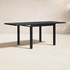 Extendable Dining Table in Aluminum, 78.75 Inch, Black