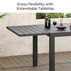 Extendable Dining Table in Aluminum, 78.75 Inch, Black