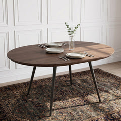Extendable Dining Table, Seats 6, Brown Top with Gray Base