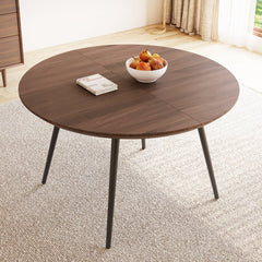 Extendable Dining Table, Seats 6, Brown Top with Gray Base