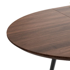 Extendable Dining Table, Seats 6, Brown Top with Gray Base