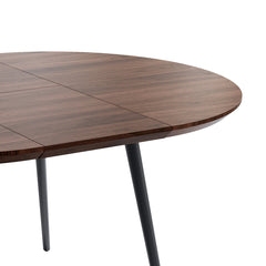 Extendable Dining Table, Seats 6, Brown Top with Gray Base