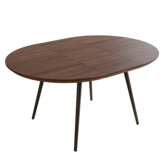 Extendable Dining Table, Seats 6, Brown Top with Gray Base