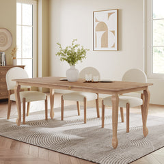 Extendable Dining Table, Solid and Engineered Wood, Rectangular, Light Ash