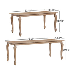 Extendable Dining Table, Solid and Engineered Wood, Rectangular, Light Ash