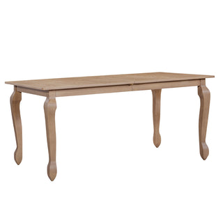 Extendable Dining Table, Solid and Engineered Wood, Rectangular, Light Ash
