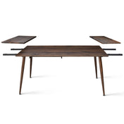 Extendable Dining Table with 2 Leaves, Brown Walnut Foil Finish