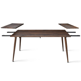 Extendable Dining Table with 2 Leaves, Brown Walnut Foil Finish