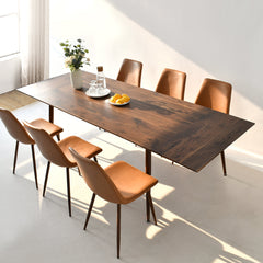 Extendable Dining Table with 2 Leaves, Brown Walnut Foil Finish