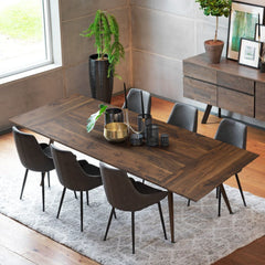 Extendable Dining Table with 2 Leaves, Brown Walnut Foil Finish