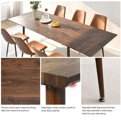 Extendable Dining Table with 2 Leaves, Brown Walnut Foil Finish