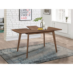 Extendable Dining Table with Butterfly Leaf, Walnut Veneer in Brown