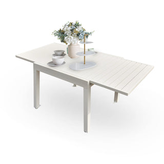 Extendable Outdoor Dining Table, Rectangular, Aluminum Top with Metal Frame