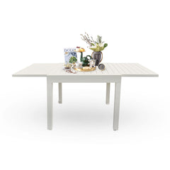 Extendable Outdoor Dining Table, Rectangular, Aluminum Top with Metal Frame