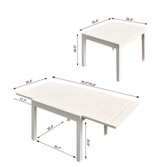 Extendable Outdoor Dining Table, Rectangular, Aluminum Top with Metal Frame
