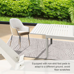 Extendable Outdoor Dining Table, Rectangular, Aluminum Top with Metal Frame
