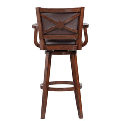 Extra Tall Swivel Bar Stool, Solid Rubberwood, Faux Leather Seat, Cappuccino