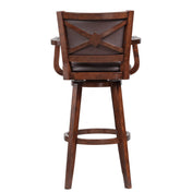 Extra Tall Swivel Bar Stool, Solid Rubberwood, Faux Leather Seat, Cappuccino