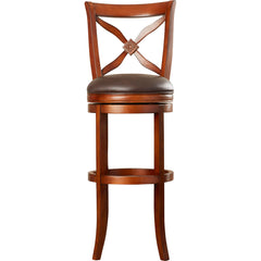 Extra Tall Swivel Bar Stool, Solid Wood Frame, Bourbon Upholstered Seat