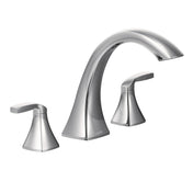 Voss Double Handle Deck Mounted Roman Tub Faucet Trim, Valve Required in Chrome