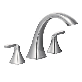 Voss Double Handle Deck Mounted Roman Tub Faucet Trim, Valve Required in Chrome