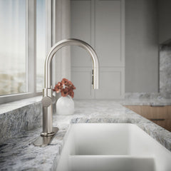 Kohler Crue Touchless Pull-Down Kitchen Sink Faucet with Three-Function Sprayhead in Vibrant Stainless | product photo