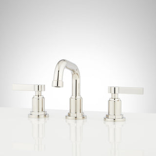 Greyfield Widespread Low Angled Bathroom Faucet in Polished Nickel