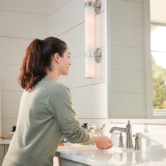 Joleena Widespread Bathroom Faucet with Drain Assembly in Brushed Nickel | product photo