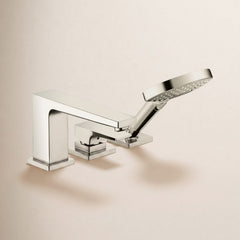 Metropol Single Handle Deck Mounted Roman Tub Faucet Trim with Diverter and Handshower in Polished Nickel | product photo