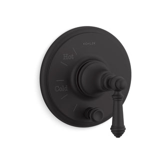 Artifacts Rite-Temp Pressure-Balancing Valve Trim With Push-Button Diverter And Lever Handle in Matte Black