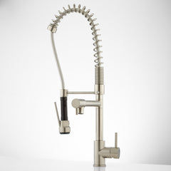 Levi Pull Down Single Handle Kitchen Faucet with Accessories in Brushed Nickel | product photo