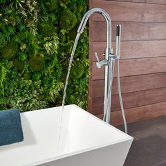 Single Handle Floor Mounted Freestanding Tub Filler Trim in Polished Chrome | product photo