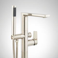 Berwyn Floor Mounted Tub Filler Faucet and Valve in Brushed Nickel | detail photo