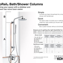 Kohler K-45904-BN HydroRail Beam Style Custom Shower Column H, Metal Material, 18" Rail Center to Center, Vibrant Brushed Nickel | product photo
