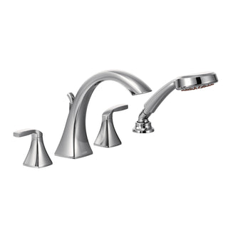 Voss Double Handle Deck Mounted Roman Tub Faucet Trim with Handshower in Chrome