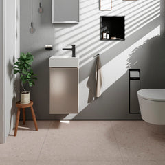 XtraStoris Rock Recessed Toilet Brush Holder with Shelf & Tileable Door in Matte Black | product photo