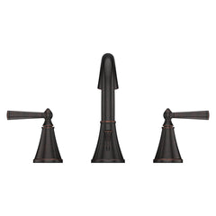 Saxton Double Handle Widespread Bathroom Faucet with Drain Assembly in Tuscan Bronze | product photo