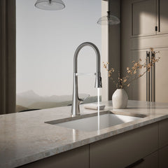 Kohler Graze Single-Handle Semi-Professional Kitchen Sink Faucet With 24-5/16-In Spout in Polished Chrome | product photo