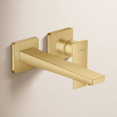 Metropol Low Flow Water Saving Wall Mounted Bathroom Faucet in Brushed Gold | product photo