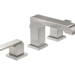 Ara Widespread Bathroom Faucet 3 Hole, 2-handle Bathroom Sink Faucet with Drain Assembly in Brilliance Stainless | product photo