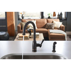 Noell Single-Handle Standard Kitchen Faucet with Side Sprayer in Mediterranean Bronze | product photo