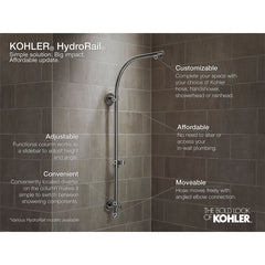 Kohler K-45904-BN HydroRail Beam Style Custom Shower Column H, Metal Material, 18" Rail Center to Center, Vibrant Brushed Nickel | product photo