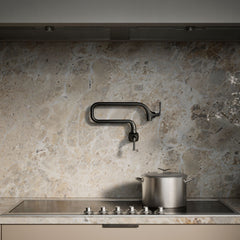 Kohler Graze Wall-Mount Pot Filler Faucet, Swing Arm Kitchen Pot Filler Faucet in Matte Black | product photo