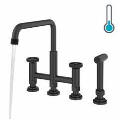 Urbix Bridge Faucet with Side Spray Included in Matte Black/Grey | product photo