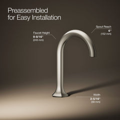 Kohler Occasion Widespread Bathroom Sink Faucet Spout with Cane Design and Drain Assembly in Vibrant Brushed Nickel | product photo